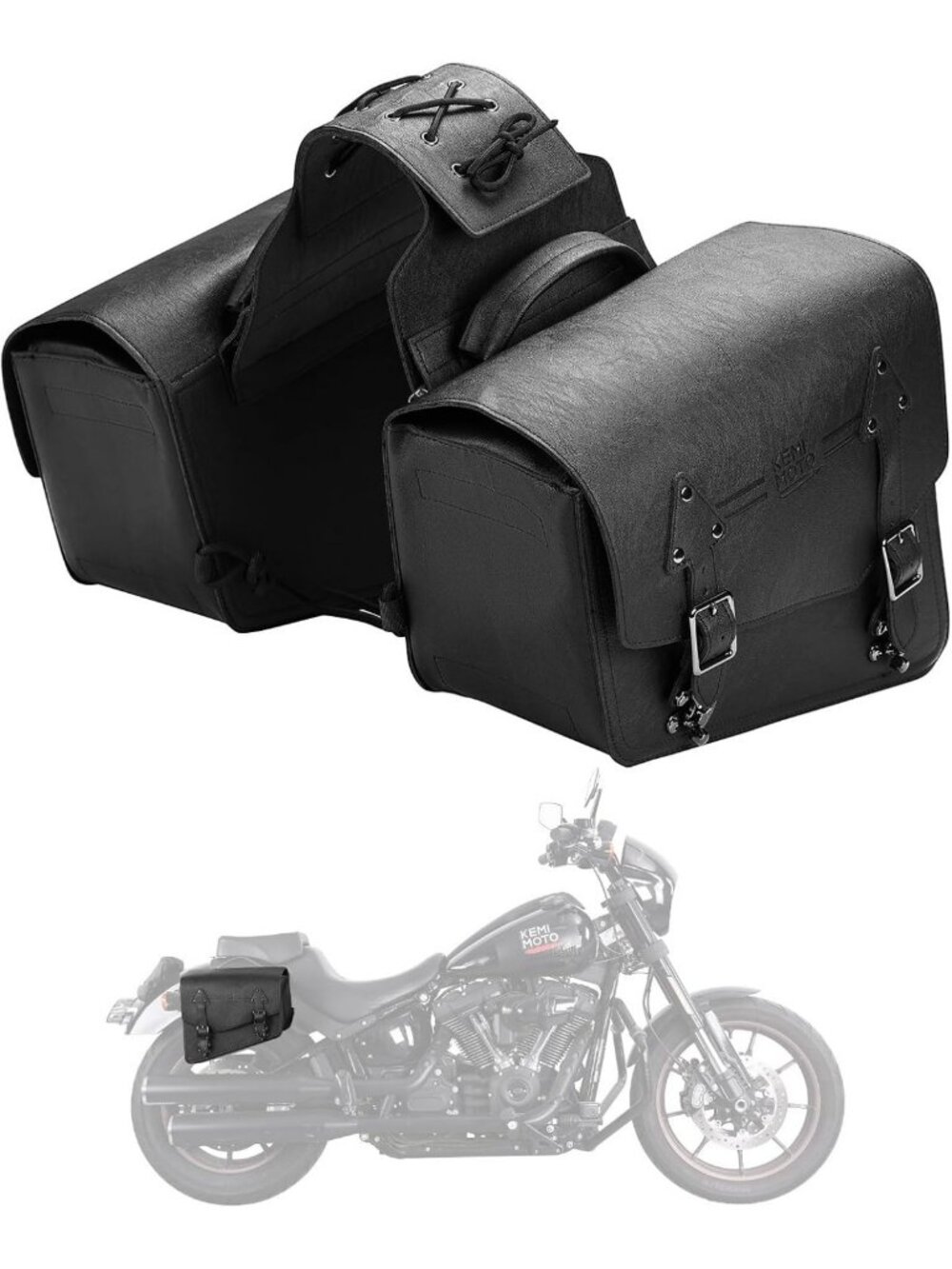 Stylish PU Leather Motorcycle Saddlebags - Durable Side Bags for Bikers
